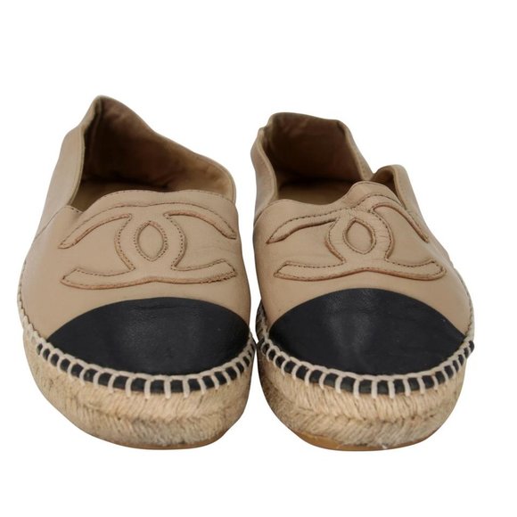 Chanel Espadrille CC 35 Leather Cap Toe Flats CC-S0207P-C029 - Picture 3 of 10